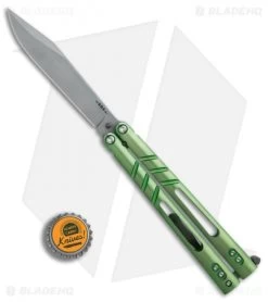 BRS ALT Alpha Beast Infinity Balisong Butterfly Knife Green Ti (4.5" Stonewash) -Buck Knives Store BRS ALT Alpha Beast Infinity Bali Green Ti SW BHQ 83122 er bottlecap