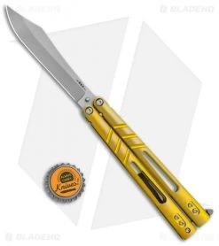 BRS Alpha Beast Infinity Balisong Butterfly Knife Titanium Gold (4.5" SW) -Buck Knives Store BRS Alpha Beast Inifitiy Balisong Butterfly Knife Ti Gold SW BHQ 115485 jr bottlecap