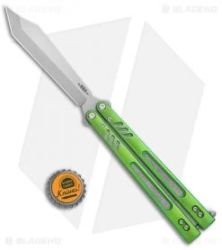 BRS Hybrid Replicant Standard Balisong Butterfly Knife Green Titanium (4.6" SW) -Buck Knives Store BRS Hybrid Replicant Blaisong Butterfly Green Ti Standard SW BHQ 135468 jr bottlecap