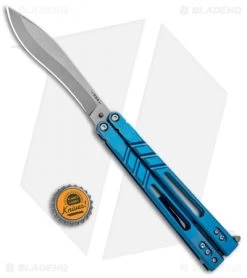 BRS Premium Alpha Beast Kukri Balisong Butterfly Knife Blue Ti (4.5" SW) -Buck Knives Store BRS Premium Alpha Beast Kukri Balisong Blue Ti Clip SW BHQ 96789 jr bottlecap
