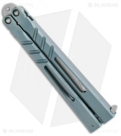 BRS Premium Channel Alpha Beast Balisong Butterfly Knife Blue Ti (4.5") CHAB -Buck Knives Store BRS Premium Channel Alpha Beast Balisong Butterfly Blue Ti BHQ 107651 jr side