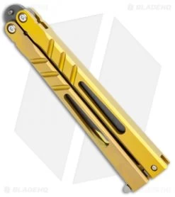 BRS Premium Channel Alpha Beast Balisong Butterfly Knife Gold Ti (4.5" Acid)CHAB -Buck Knives Store BRS Premium Channel Alpha Beast Balisong Butterfly Gold Ti Acid BHQ 107654 jr spine