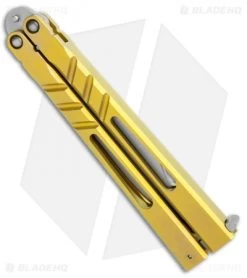 BRS Premium Channel Alpha Beast Balisong Butterfly Knife Gold Ti (4.5") CHAB -Buck Knives Store BRS Premium Channel Alpha Beast Balisong Butterfly Gold Ti BHQ 107652 jr side
