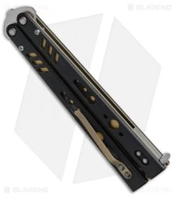 BRS Premium Replicant ALT Balisong Butterfly Knife Black G-10/Gold Ti (4.5" SW) -Buck Knives Store BRS Premium Replicant ALT Balisong Butterfly Black Gold BHQ 51527 jr side