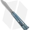 BRS Premium Alpha Beast Balisong Butterfly Knife Blue Ti W/ Clip (4.5" SW)