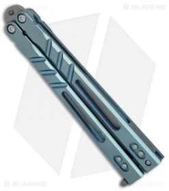 BRS Premium Alpha Beast Balisong Butterfly Knife Blue Ti W/ Clip (4.5" SW) -Buck Knives Store BRS Premium STD Alpha Beast Bali Blue Ti SW BHQ 82960 er spine