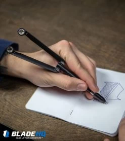 BaliYo By Spyderco Butterfly Pen Fisher Space Pen (Orange/Blue) USA Made -Buck Knives Store BaliYo by Spyderco Pen Butterfly Flipper Black BHQ 4501 kp in hand lifestyle web 3