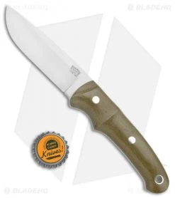 Bark River Guardless Drop Point Fixed Blade Knife Hunter Green (3.875" Satin) -Buck Knives Store Bark River Guardless DP Hunter Green Micarta Satin BA02157MGC BHQ 105465 jr bottlecap