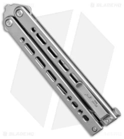 Bear Ops Bear Song VIII Small Tanto Butterfly Knife Gray (3.75" Satin) -Buck Knives Store Bear Ops Bear Song VIII Small Butterfly Gray Satin Tanto BHQ 145127 jr side