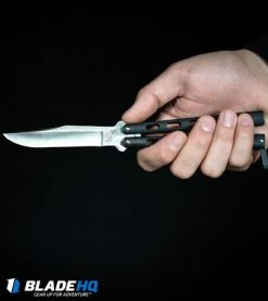 Bear & Son 114B Large Butterfly Knife Black (4" Satin) -Buck Knives Store Bear Son 114B Large Butterfly Knife Black Satin BHQ 0364 kp in hand web