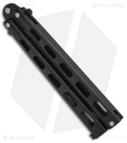 Bear & Son 115TANB Tanto Butterfly Knife Black (4" Black) -Buck Knives Store Bear Son Large Butterfly Black Tanto 115TANB BHQ 50073 jr side