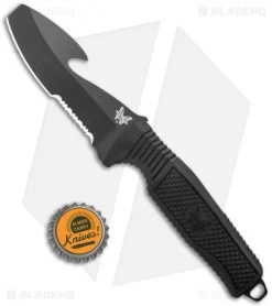 Benchmade H2O Fixed Blade Dive Knife Black Santoprene (3.5" Black Serr) -Buck Knives Store Benchmade Black Fixed Blade Dive Knife 112SBK BLK Black Serr BHQ 123886 jr bottlecap 1