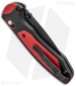 Benchmade 591BK Boost AXIS-Assist Knife Black/Red (3.43" Black) -Buck Knives Store Benchmade Boost AXIS Assist Black Red Black 591BK BHQ 97057 jr side