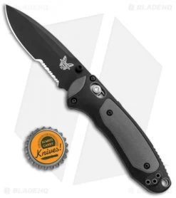 Benchmade 595SBK Mini Boost AXIS-Assist Knife Black/Gray (3.11" Black Serr) -Buck Knives Store Benchmade Mini Boost AXIS Assist Black Gray Black Serr 595SBK BHQ 78761 jr bottlecap