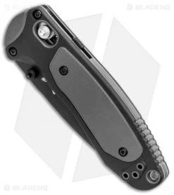 Benchmade 595SBK Mini Boost AXIS-Assist Knife Black/Gray (3.11" Black Serr) -Buck Knives Store Benchmade Mini Boost AXIS Assist Black Gray Black Serr 595SBK BHQ 78761 jr spine