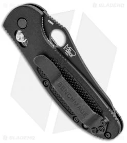 Benchmade Mini Griptilian Axis Lock Knife Black (2.91" Black Serr S30V) 555SBK -Buck Knives Store Benchmade Mini Griptilian Axis Lock Black Black Serr 555SBK BHQ 92865 jr side