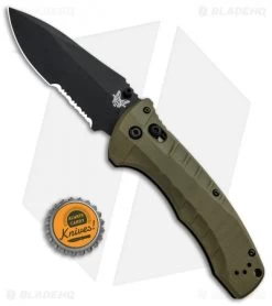 Benchmade Turret AXIS Lock Folding Knife OD Green G-10 (3.7" Black Serr) 980SBK -Buck Knives Store Benchmade Turret Axis Lock OD Green G 10 Black Serr 980SBK BHQ 92611 jr bottlecap
