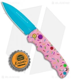 Boker Mini Dessert Warrior Kalashnikov Dagger Automatic Knife (2.5" Blue) Donut -Buck Knives Store Boker Desert Warrior Mini Kalashnikov Dagger Auto Blue Donut BHQ 113886 jr bottlecap