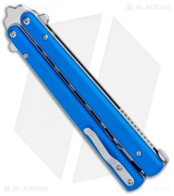 Boker Plus Balisong Trainer Butterfly Knife Blue G-10 (4" Satin) -Buck Knives Store Boker Plus Balisong Trainer Blue G 10 Satin 01BO714SOI BHQ 99635 jr side