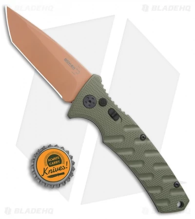 Boker Strike Tanto Desert Warrior Automatic Knife OD Green (3.25" Copper D2) 6 Boker Strike Tanto Desert Warrior Automatic Knife OD Green (3.25" Copper D2) - Image 4