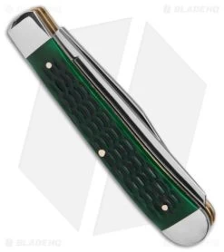 Boker Trapper Traditional Pocket Knife Jigged Green Bone (Polish D2) -Buck Knives Store Boker Trapper Traditional Pocket Knife Jigged Green Bone Polish D2 BHQ 146650 td side