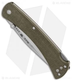 Buck Knives Buck 110 Slim Pro Lockback Knife OD Green Micarta (3.75" Satin) -Buck Knives Store Buck 110 Hunter Slim Pro OD Green Micarta Satin BHQ 88721 er spine