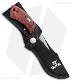 Buck Knives Buck 536 Open Season Guthook Fixed Blade Knife Red Wood (4.5" Satin) 0536RWG -Buck Knives Store Buck 536 Open Season Guthook Red Wood Satin 0536RWG BHQ 79548 jr sheath