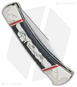 Buck Knives Buck Running Free L.E. Lockback Knife Black Jet Jasper (3.75" Mirror) 110YISLE1 -Buck Knives Store Buck Running Free LE LB Black Jet Jasper Mirror 110YISLE1 BHQ 82011 jr side