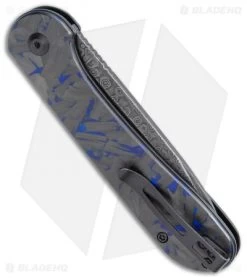 CIVIVI Elementum Button Lock Knife Blue/Black Shred CF (3.5" Damascus) -Buck Knives Store CIVIVI Elementum Push Button Lock Shred CF with Blue Damascus BHQ 120931 jr side