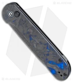 CIVIVI Elementum Button Lock Knife Blue/Black Shred CF (3.5" Damascus) -Buck Knives Store CIVIVI Elementum Push Button Lock Shred CF with Blue Damascus BHQ 120931 jr spine