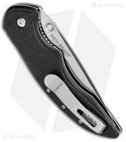 CRKT Ruger Knives High-Brass Spring Assisted Knife Black (3.2" Satin Serr) R2601 -Buck Knives Store CRKT Ruger High Brass SA Black Satin Serr R2602 BHQ 76861 jr side