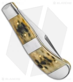 Case Bose Saddlehorn Olive Green Peach Seed Jig Bone (TB62110 SS) -Buck Knives Store Case Bose Saddlehorn Olive Green Peach Seed Jig Bone TB62110 SS BHQ 115048 LS Side