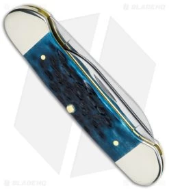 Case Canoe Knife 2.6" Pocket Worn Blue Bone/Peach Seed Jig (62131 SS) 51853 -Buck Knives Store Case Canoe Knife Pocket Worn Blue Bone Peach Seed Jig SS BHQ 140659 jr side
