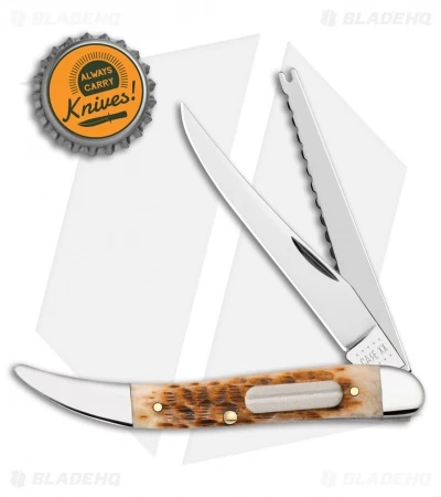 Case Fishing Knife 4.25" Peach Seed Jigged Amber Bone (620094F SS) 10726 4 Case Fishing Knife 4.25" Peach Seed Jigged Amber Bone (620094F SS) 10726 - Image 2
