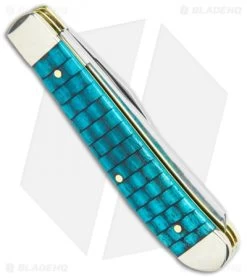Case Knives Mini Trapper 3.5" Turquoise Basket Weave Bone (6207 SS) -Buck Knives Store Case Knives Mini Trapper Turquoise Basket Weave Bone 15502 BHQ 101100 jr side