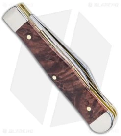 Case Small Swell Center Jack Knife 3" Brown Maple Burl Wood (7225 1/2 SS) 64061 -Buck Knives Store Case Small Swell Center Jack Brown Maple Burl Wood SS BHQ 140669 jr side