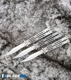 Hom Design Basilisk-R Titanium Balisong Butterfly Knife (4.6" Satin) Ti Spacers -Buck Knives Store Chris Reeve Large Sebenza 21 Insingo Knife w Carbon Fiber Inlays SW BHQ 16729 kp dirty snow web