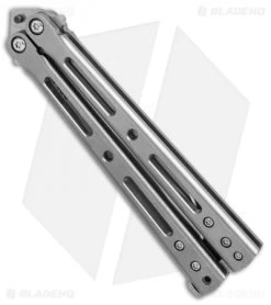 DogBite Knives DB3.1 Balisong Butterfly Knife Gray Ti (4" Stonewash) -Buck Knives Store DogBite Knives DB3 1 gray ti sw 440c BHQ 35283 er spine