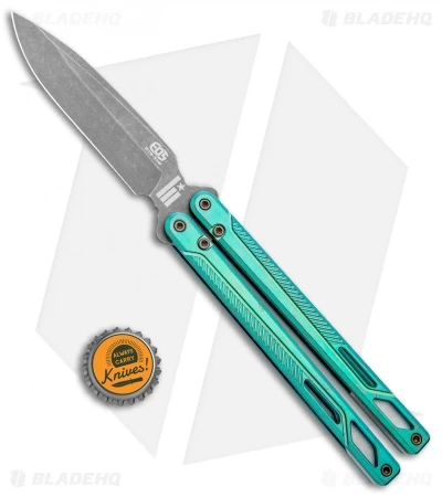 EOS Serpent Balisong Butterfly Knife Antique Green Ti (4.1" Stonewash) 6 EOS Serpent Balisong Butterfly Knife Antique Green Ti (4.1" Stonewash) - Image 4