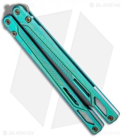 EOS Serpent Balisong Butterfly Knife Antique Green Ti (4.1" Stonewash) 5 EOS Serpent Balisong Butterfly Knife Antique Green Ti (4.1" Stonewash) - Image 3