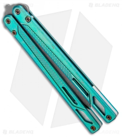 EOS Serpent Balisong Butterfly Knife Antique Green Ti (4.1" Stonewash) 4 EOS Serpent Balisong Butterfly Knife Antique Green Ti (4.1" Stonewash) - Image 2