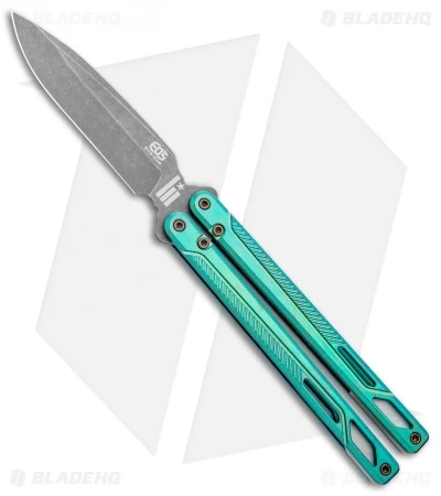 EOS Serpent Balisong Butterfly Knife Antique Green Ti (4.1" Stonewash) 3 EOS Serpent Balisong Butterfly Knife Antique Green Ti (4.1" Stonewash)