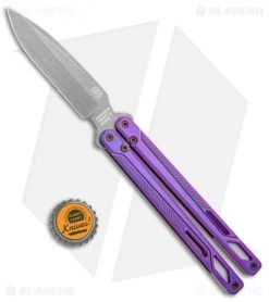 EOS Serpent Balisong Butterfly Knife Purple Ti (4.1" Stonewash) -Buck Knives Store EOS Serpent Balisong Ti Purple BHQ 91918 jr bottlecap
