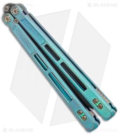 EOS Trident Balisong Butterfly Knife Antique Green Ti (4.5" Black DLC) -Buck Knives Store EOS Trident Balisong Butterfly Antique Green Ti DLC BHQ 120716 jr side