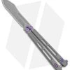 EOS Trident Balisong Butterfly Knife Gray Titanium W/ Purple (4.5" SW S30V)