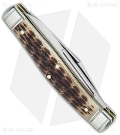 GEC #81 Northfield UN-X-LD Bull Moose Pocket Knife 3.8" Amber Jigged Bone 811217 -Buck Knives Store GEC 81 Northfield UN X LD Bull Moose Amber Jigged Bone 811217 BHQ 77816 jr side