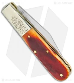 GEC Two Acorn Barlow Knife 3.75" Rust Orange Natural Bone 861121 -Buck Knives Store GEC Trapper Green Canvas Micarta 861121 BHQ 136945 jr side