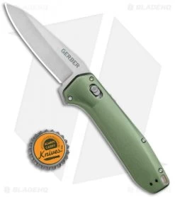 Gerber Highbrow Assisted Opening Knife Green Aluminum (3.3" SW) 30-001642 -Buck Knives Store Gerber Highbrow Assisted Opening Green Aluminum Satin BHQ 105480 jr bottlecap