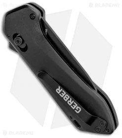 Gerber Highbrow Compact A/O Spring Assisted Knife Black (2.8" Onyx Serr) -Buck Knives Store Gerber Highbrow Compact A O SA Black Onyx Serr 30 001525N BHQ 94155 jr side