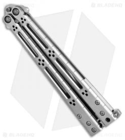 Hom Design Basilisk-R Titanium Balisong Butterfly Knife (4.6" Satin) Ti Spacers -Buck Knives Store HOM Design Basilisk R Titanium balisong butterfly knife satin BHQ 36921 er side